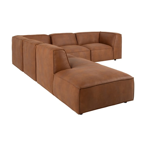 Koňakově hnědá rohová pohovka z imitace kůže (levý roh) Fairfield Kentucky – Bonami Selection-image-4