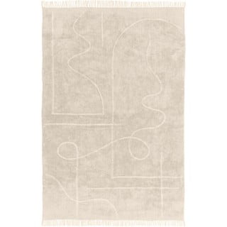 Béžový ručně tkaný bavlněný koberec Westwing Collection Lines, 200 x 300 cm