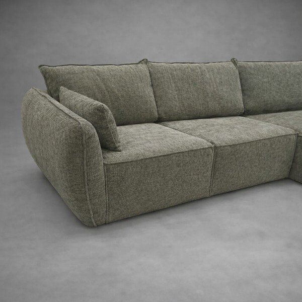 Zelená žinylková rohová pohovka (pravý roh/s lenoškou) Vanda - II. jakost – Mazzini Sofas-image-4