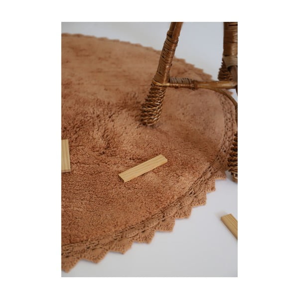 Pratelný ručně tkaný bavlněný kulatý koberec v cihlové barvě ø 110 cm Perla Toffee – Nattiot-image-2