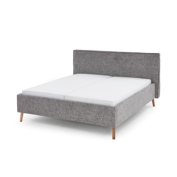 Šedá čalouněná dvoulůžková postel s úložným prostorem s roštem 160x200 cm Riva – Meise Möbel