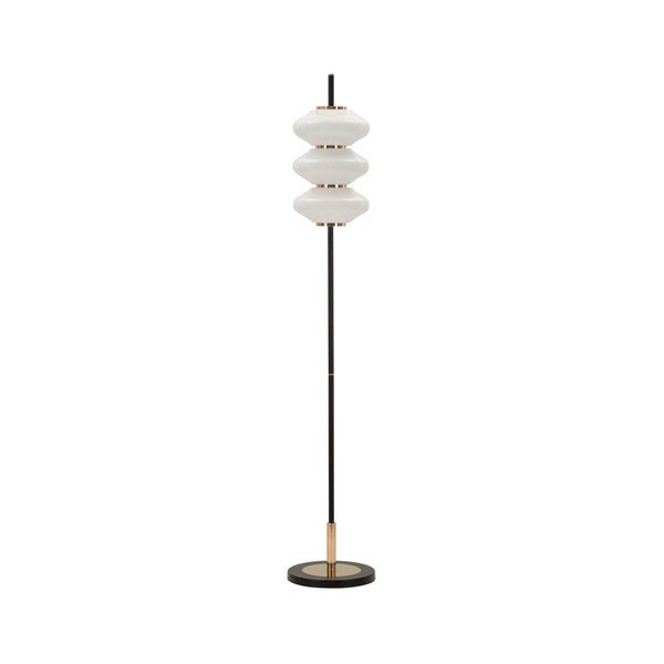 Bílá/černá stojací lampa se skleněným stínidlem (výška 168 cm) Vintage – Mauro Ferretti