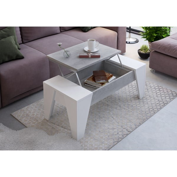 Šedo-bílý konferenční stolek s výklopnou deskou Tomasucci James-image-1