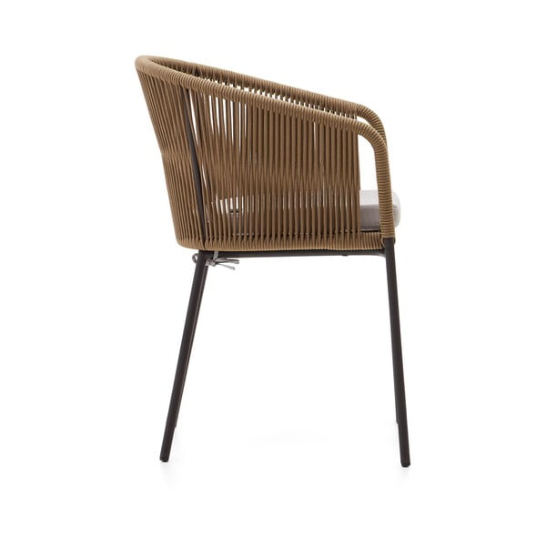 Béžová kovová/polstrovaná zahradní židle Yanet – Kave Home-image-4