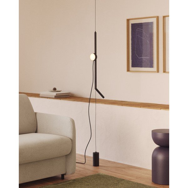 Černá LED stmívatelná stojací lampa (výška 339 cm) Orey – Kave Home-image-1