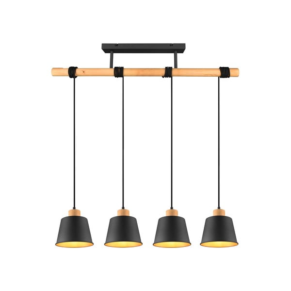 Závěsné svítidlo v černo-přírodní barvě s kovovým stínidlem ø 18 cm Harris – Trio