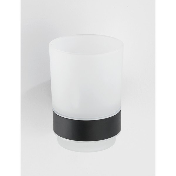 Matně černý nástěnný skleněný kelímek na zubní kartáčky Bosio – Wenko-image-1