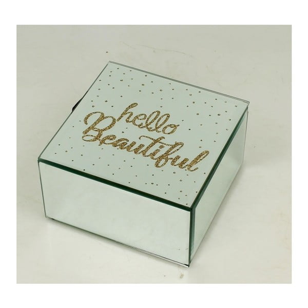 Úložná krabička na šperky ze skla a kovu Duo Gift Hello, 12 x 12 cm