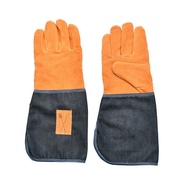Modro-oranžové zahradnické rukavice s ochranou zápěstí Esschert Design Denim