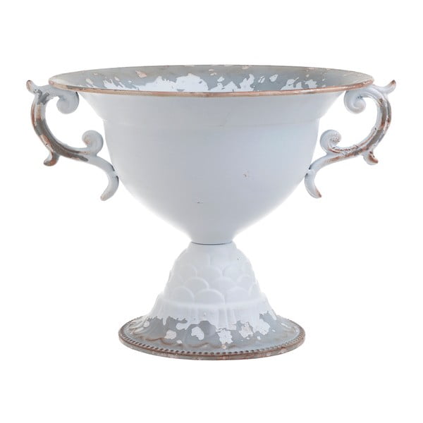 Bílá kovová váza InArt Antique, 30 x 23 cm