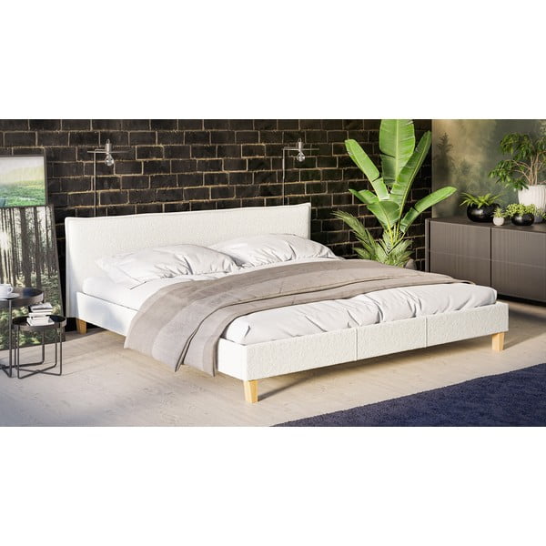 Krémová čalouněná dvoulůžková postel s roštem 200x200 cm Tina – Ropez-image-2