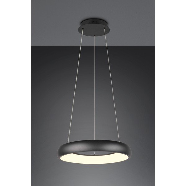 Matně černé LED stmívatelné závěsné svítidlo s kovovým stínidlem ø 46 cm Cardona – Trio-image-1