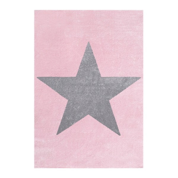 Růžovo-šedý dětský koberec Happy Rugs Superstar, 80 x 150 cm