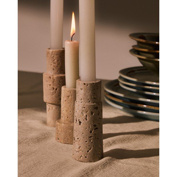 Kamenné svícny v sadě 3 ks Majid – Kave Home-image-1