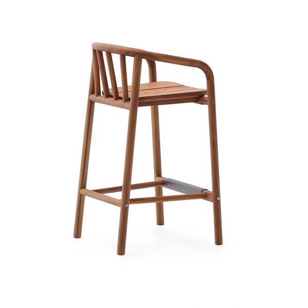 Dřevěná zahradní barová židle v přírodní barvě Turqueta – Kave Home-image-2