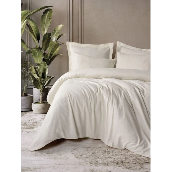 Béžové povlečení na jednolůžko z bavlny Renforcé 140x200 cm Checkered – Mila Home Luxury