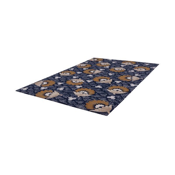 Tmavě modrý vlněný koberec 133x190 cm Chintz – Agnella-image-3