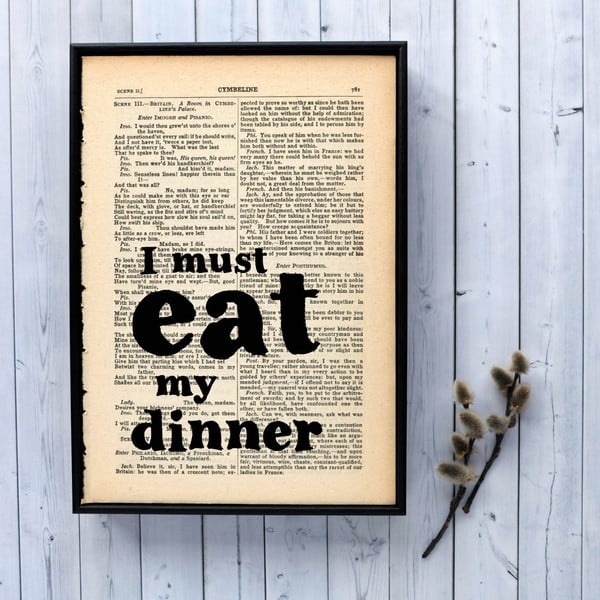 Plakát v dřevěném rámu Bookishly Shake Eat Dinner