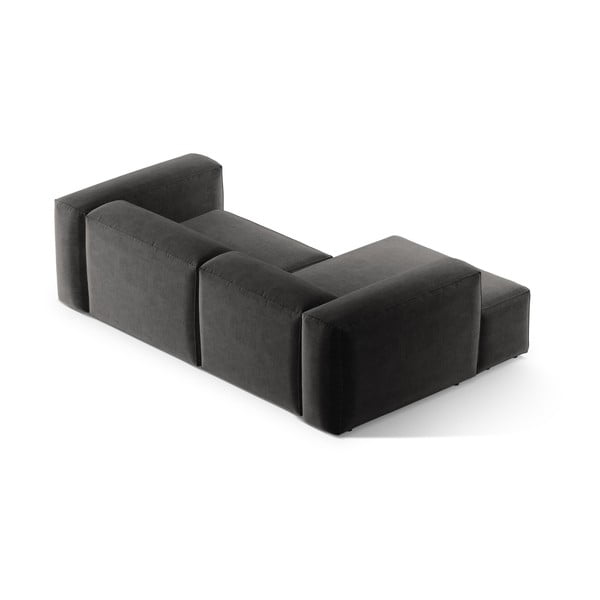 Tmavě šedá rohová pohovka (levý roh/s lenoškou) Bergamo – Cosmopolitan Design-image-4