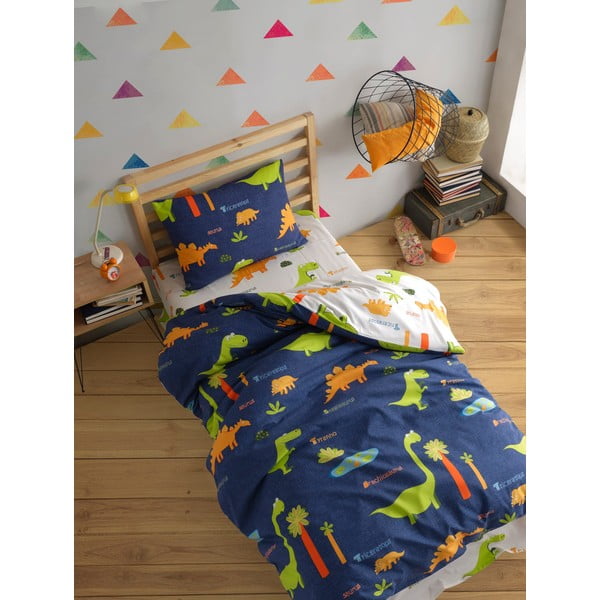 Modré dětské povlečení na jednolůžko 140x200 cm Dinolar – Mijolnir