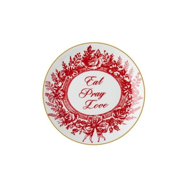 Červenobílý porcelánový talíř Vivas Eat, Ø 23 cm
