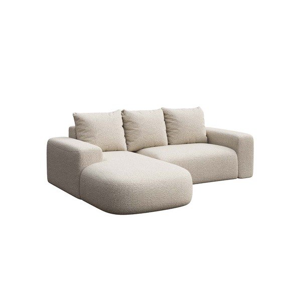 Krémová rohová pohovka z textilie bouclé (levý roh) Feiro – MESONICA-image-2