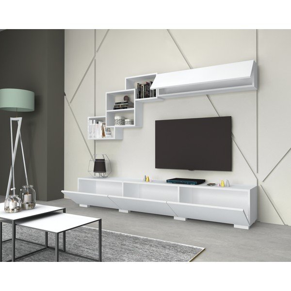 Bílý TV stolek 210x40 cm Fly – Gauge Concept-image-1