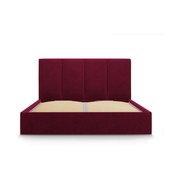 Vínově červená sametová dvoulůžková postel Mazzini Beds Juniper, 180 x 200 cm-image-2