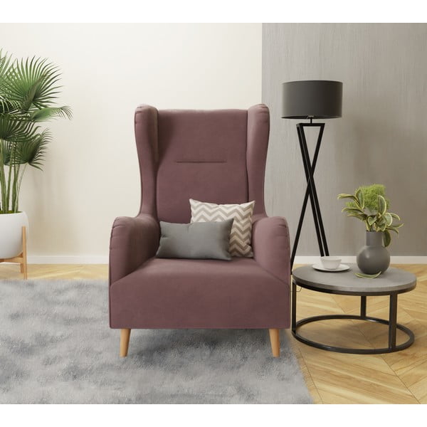 Růžové sametové křeslo ušák Carole – Ropez-image-3