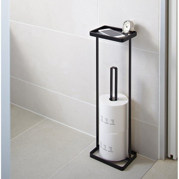 Černý zásobník na toaletní papíry s poličkou YAMAZAKI Tower-image-1