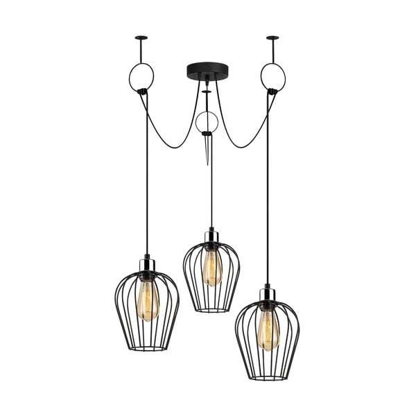 Černé závěsné svítidlo pro 3 žárovky Opviq lights Tel Chain-image-2