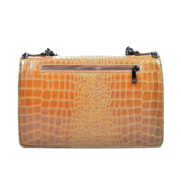 Koňakově hnědá kožená kabelka Carla Ferreri Chain-image-1