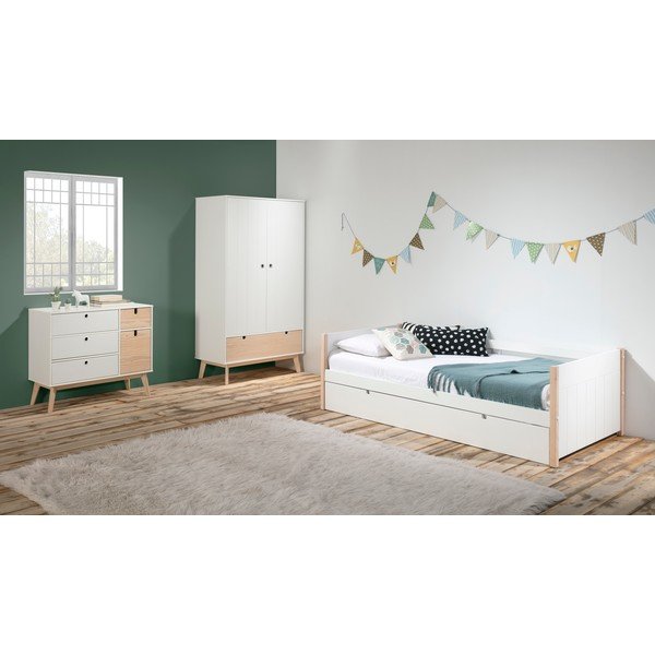 Bílá dětská šatní skříň s nohami z borovicového dřeva Marckeric Kiara-image-1