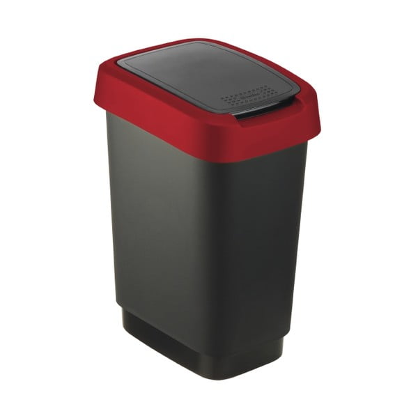 Červeno-černý odpadkový koš z recyklovaného plastu 10 l Twist - Rotho
