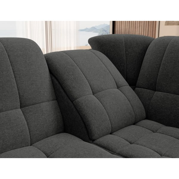 Tmavě šedá rozkládací/s úložným prostorem rohová pohovka (pravý roh/do L) Sado – ELTAP-image-1