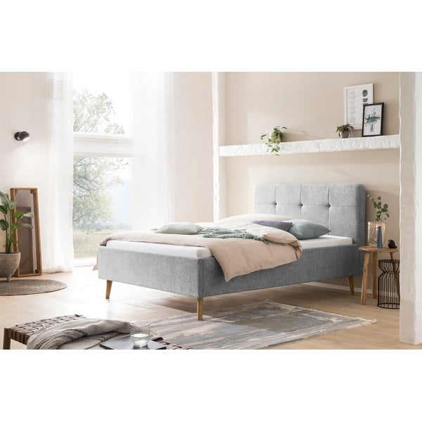 Světle šedá čalouněná dvoulůžková postel bez roštu 140x200 cm Smart – Meise Möbel-image-1
