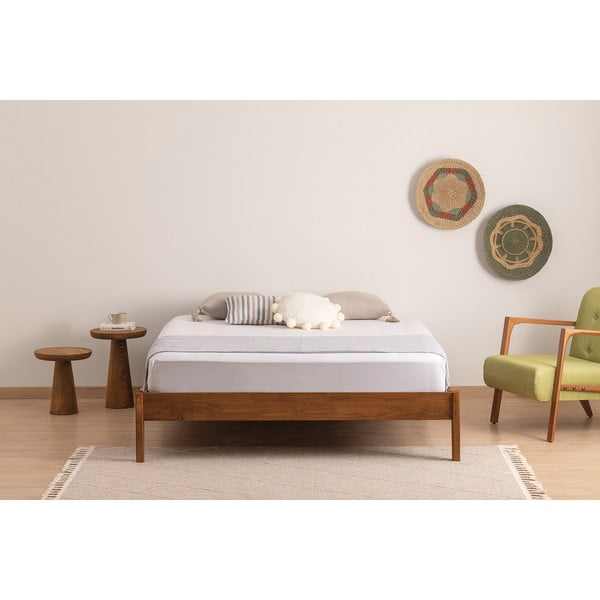 Jednolůžková postel ze smrkového dřeva s roštem v tmavě hnědo-přírodní barvě 90x200 cm Galaksi – Kalune Design-image-2