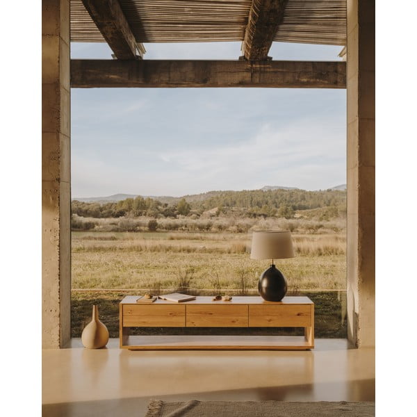 TV stolek v dekoru dubu v přírodní barvě 200x51 cm Alguema – Kave Home-image-3