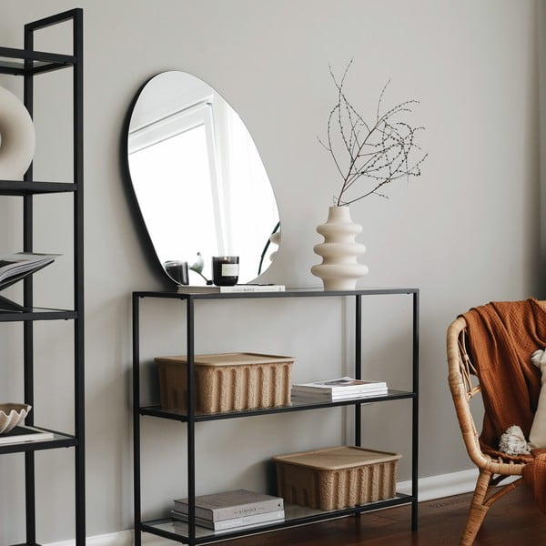 Černý skleněný regál 100x85 cm Camiko – Neostill-image-4