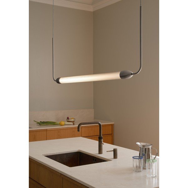 Ocelové závěsné svítidlo ve stříbrné barvě se skleněným stínidlem Lemon Squeeze Linear – UMAGE-image-1