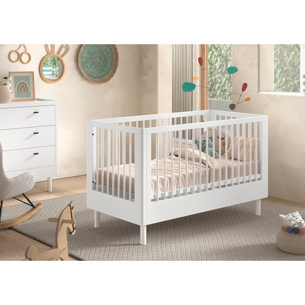 Bílá postýlka z bukového dřeva 70x140 cm Forrest – Vipack-image-1