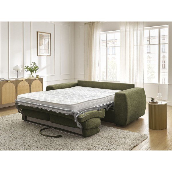 Zelená žinylková pohovka na každodenní spaní/rozkládací 220 cm Hugo – Bobochic Paris-image-1