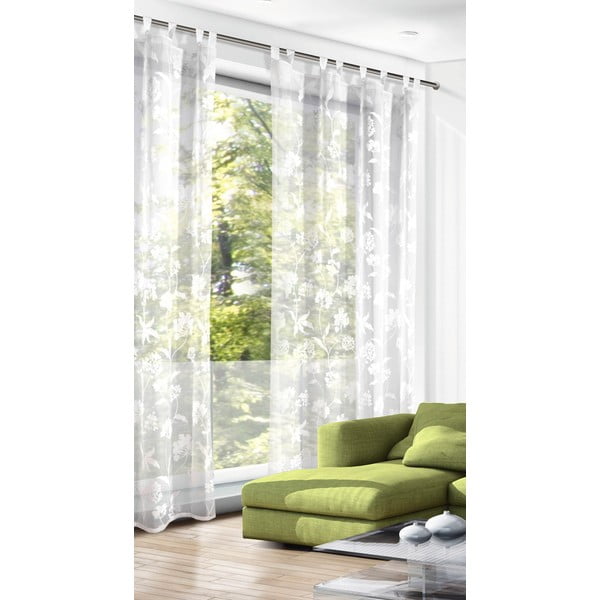 Bílá voálová záclona 135x245 cm Flowers – Sehlbach-image-1