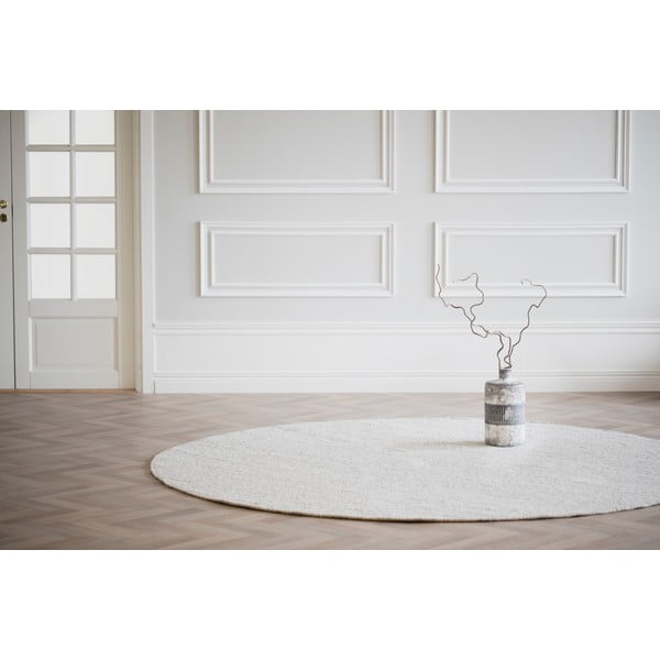 Světle šedý vlněný kulatý koberec ø 250 cm Auckland - Rowico-image-2