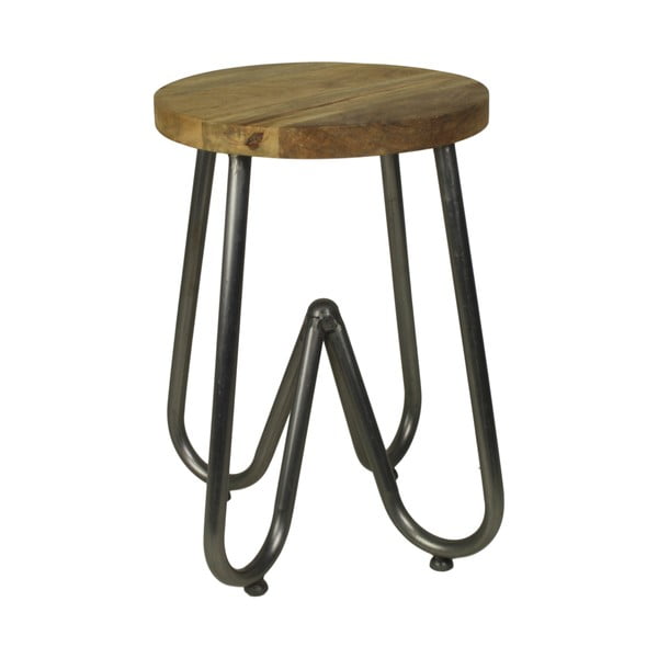 Odkládací stolek s deskou z mangového dřeva s černým podnožím HSM collection, ⌀ 38 cm