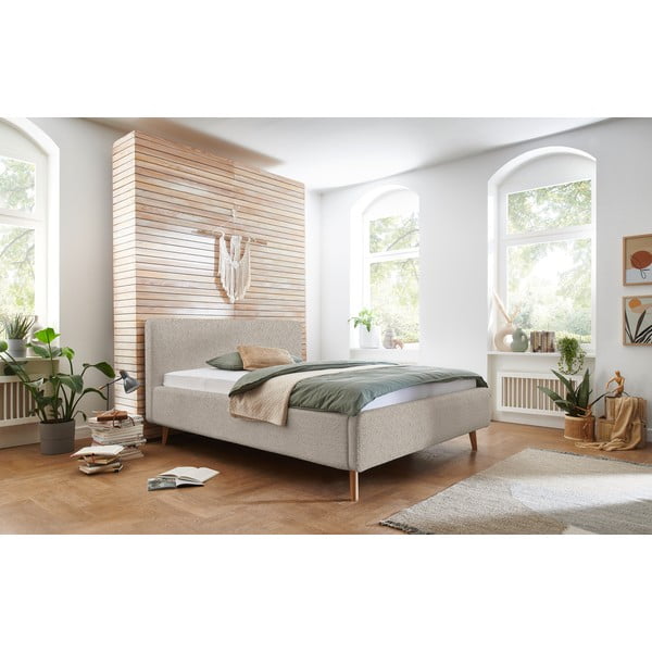 Béžová čalouněná dvoulůžková postel bez roštu 180x200 cm Mattis – Meise Möbel-image-1