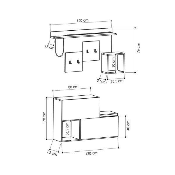 Bílá předsíňová sestava Holdon – Kalune Design-image-3
