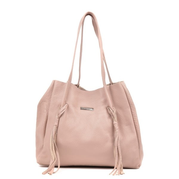 Růžová kožená kabelka Luisa Vannini Priscilla