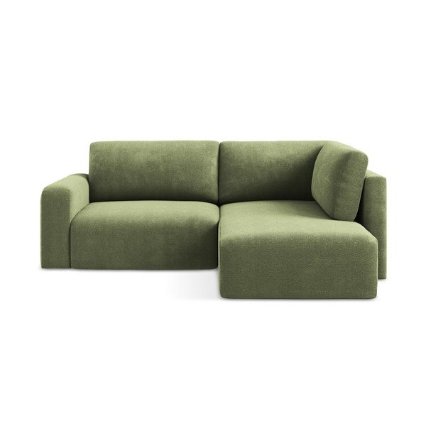 Zelená žinylková rozkládací/s úložným prostorem rohová pohovka (pravý roh/do L) Kona – Makamii