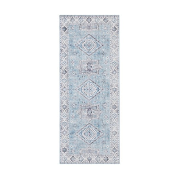 Světle modrý běhoun Nouristan Gratia, 80 x 200 cm